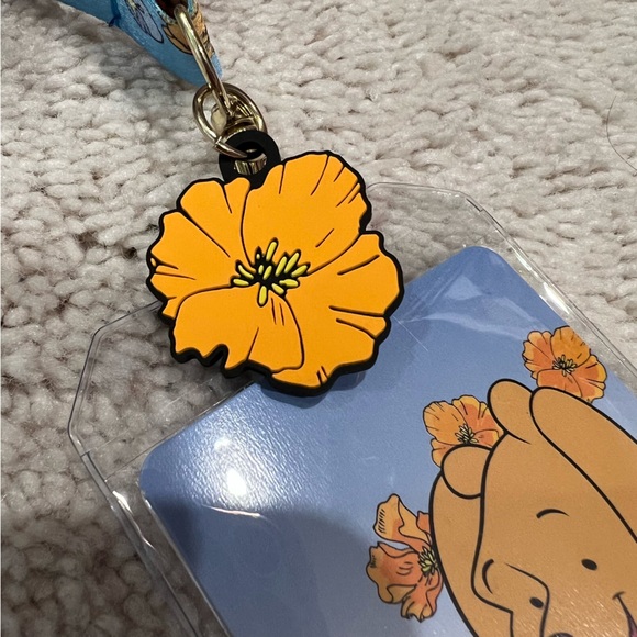 Loungefly Disney Winnie The Pooh Floral Lanyard Keychain Key & Card Holder - Picture 4 of 7